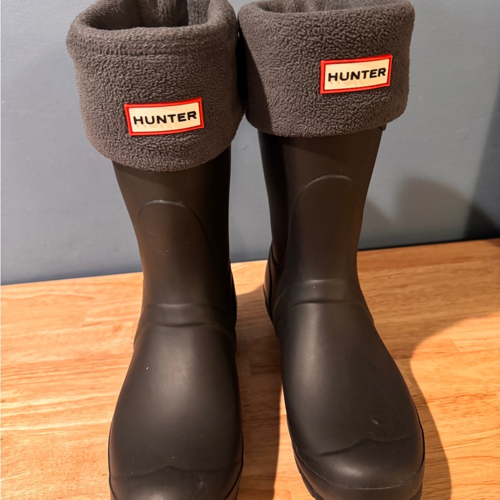 Hunter Black Boots with Gray Cuff